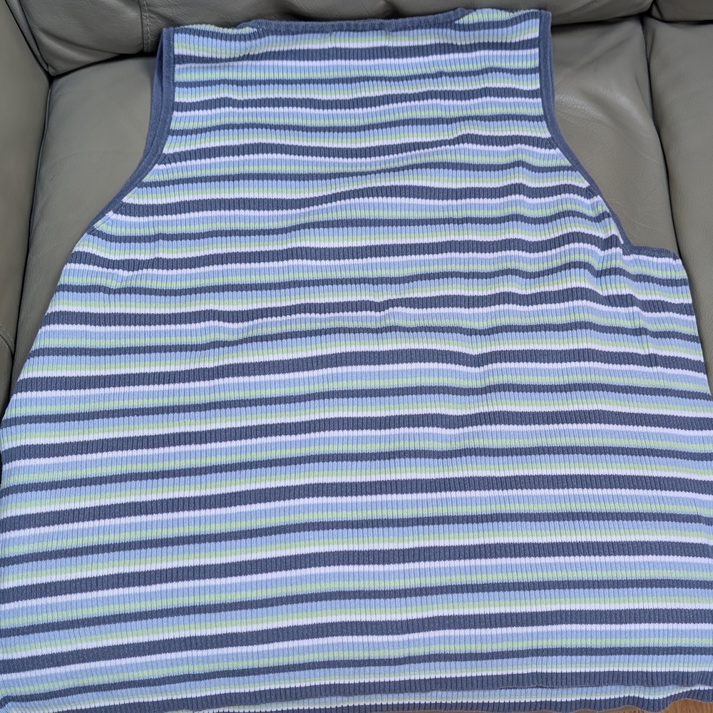 Striped Blue and Green Women's Tank Top
